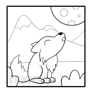 Colouring page howling wolf